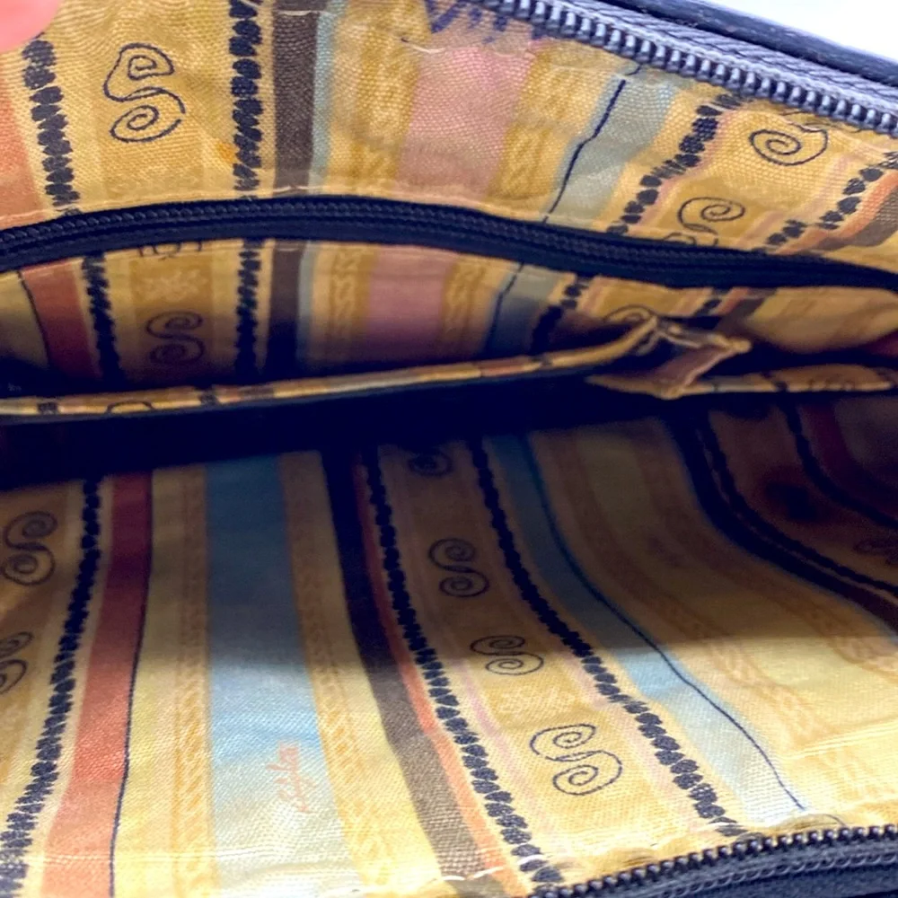 Vintage Genuine Brighton Woven Raffia Straw And Leather Trim Shoulder Bag